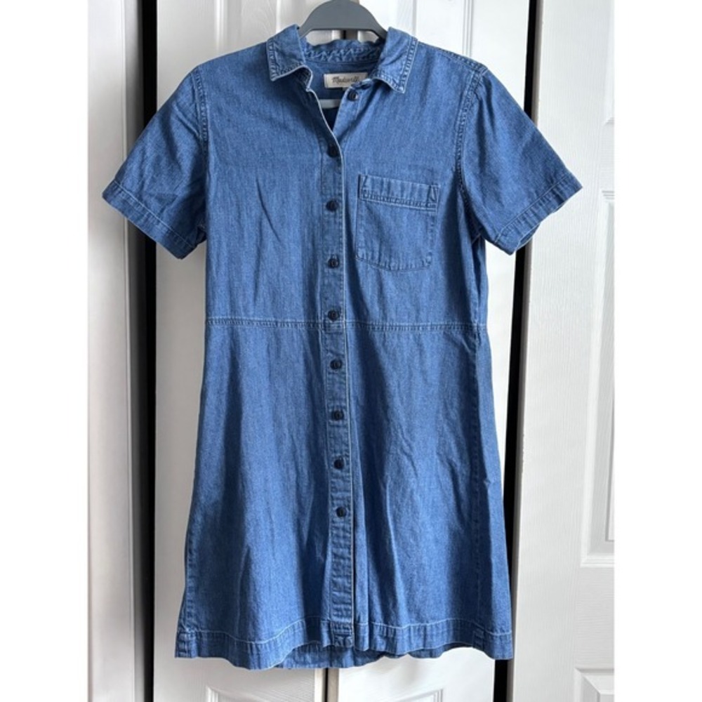Madewell Denim Shirt Dress Medium 100% Cotton Button Front Dress - Picture 4 of 9